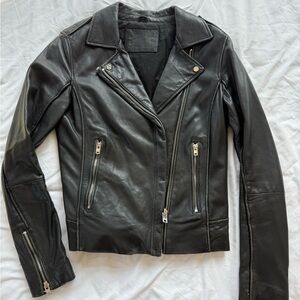 Classic Black Leather Jacket S